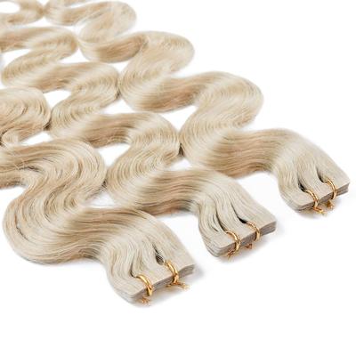 hair2heart Tape Extensions Echthaar #10/1 Hell-Lichtblond Asch 50cm Nude Damen