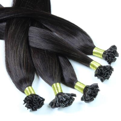 hair2heart Bonding Extensions Echthaar #4/0 Mittelbraun 0,5g 50cm Schwarz Damen