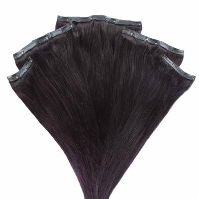 hair2heart - Invisible Clip Extensions Premium Echthaar #4/0 Mittelbraun Haarextensions 1 ct Schwarz Damen