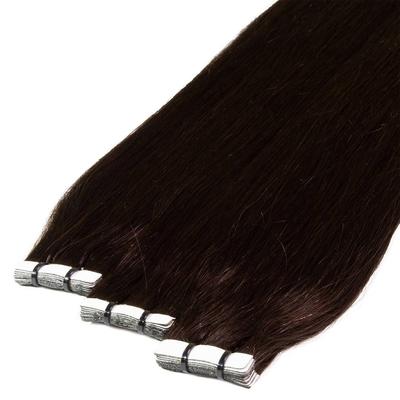 hair2heart Tape Extensions Premium Echthaar #5/0 mittelbraun 60cm Schwarz Damen