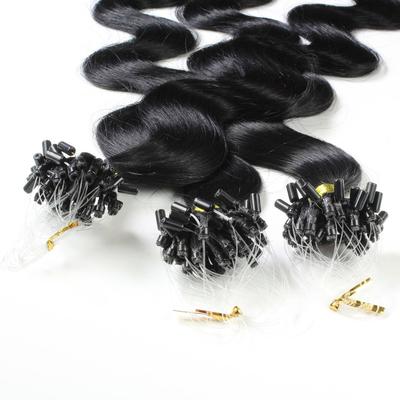 hair2heart Microring Extensions Echthaar #2/0 Schwarz 0.5g 50cm Damen