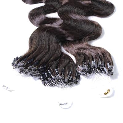 hair2heart Microring Extensions Echthaar #5/0 Hellbraun 1g 50cm Schwarz Damen
