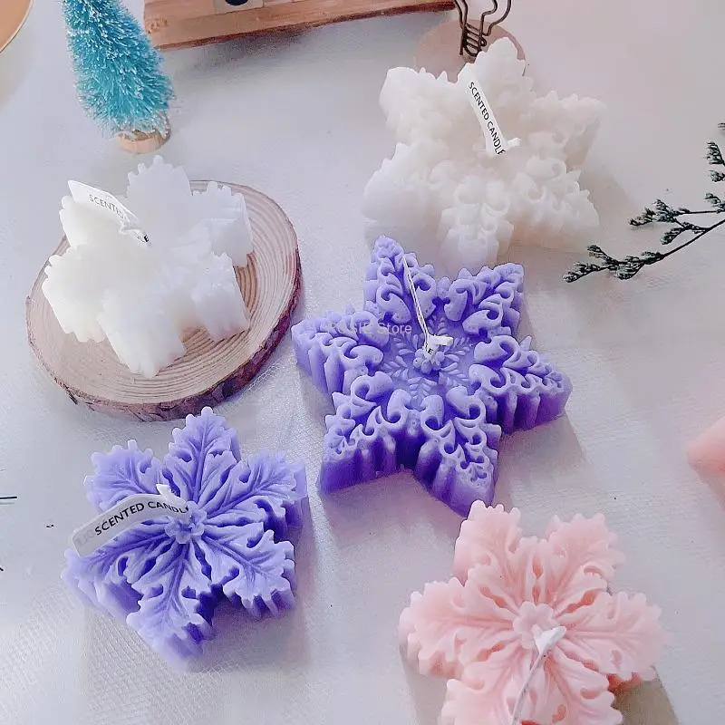 Moule à bougie de décoration de noël 3D, pour bricolage, bougie parfumée, résine, plâtre, Silicone, flocon de neige, arbre d'élan, artisanat, décoration de la maison