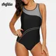 Anfilia – maillot de bain une pièce pour femmes sport patchwork rayé Bikini vêtements de plage