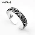 WYEAIIR-Bague d'ouverture en argent regardé 925 pour femme bijoux ethniques rétro bonne chance