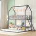 Twin Over Twin-Twin House Bunk Bed with Ladder L-Shaped Bunk Bed