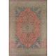 Pink Floral Mashad Persian Vintage Area Rug Hand-Knotted Wool Carpet - 9'8"x 12'5"