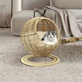 Cute Cat Hammock Chair with Metal Stand Beige Cushion