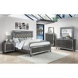 Ina 5 Piece Gray LED Fabric Upholstered Tufted Panel Bedroom Set