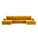 Modern 4-seat Convertible Sectional Sofa Set U-Shape Chenille Fabric Removable Seat Couch w/ Double Recline Sofa for Living Room