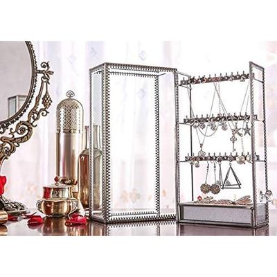 Brozne Dustproof Earring Holder Organizer for Ring & Accessory Display - silver