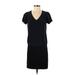 Sandro Casual Dress - Mini V Neck Short sleeves: Black Print Dresses - Women's Size Small