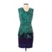 Calvin Klein Casual Dress - Sheath: Green Print Dresses - Women's Size 10 Petite