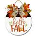 Eveokoki 11 Hello Fall Cute Owl Funny Signs for Front Door Farmhouse Porchï¼Œ Rustic Round Wooden Hanging Wreaths for Housewarming Gift Festival Maple Leaves Decoration Outdoor Indoor Wall Decor