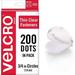 VELCRO Brand Thin Clear Dots with Adhesive | 200Pk | 3/4 Circles | For Crafting School Projects Home and Office Organization | Low Profile Design