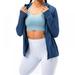 Women Sun Protection Clothing Thin Breathable Long Sleeve Rash Guard Long Sleeve Shirts UPF 50+ Blue