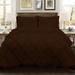 1 Piece Diamond Ruffle Duvet Cover with Zipper & Corner Ties 100% Egyptian Cotton 800 Thread Count Luxurious Premium Hotel Quality - Queen/Full Size (90 x 90) Inch Chocolate Solid