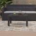 Malmok Outdoor Coffee Table Dark Gray Faux Rattan Wicker Pattern Resin All-Weather Patio Coffee Table With Wood Plank Top Design