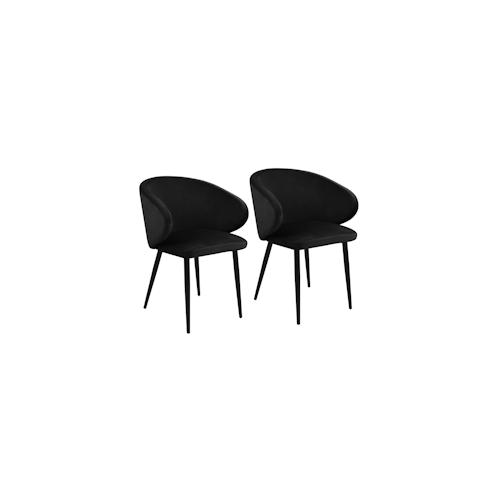 SVITA AUDREY 2er Set Esszimmerstühle Küchen-Sessel mit Armlehne Samt Schwarz