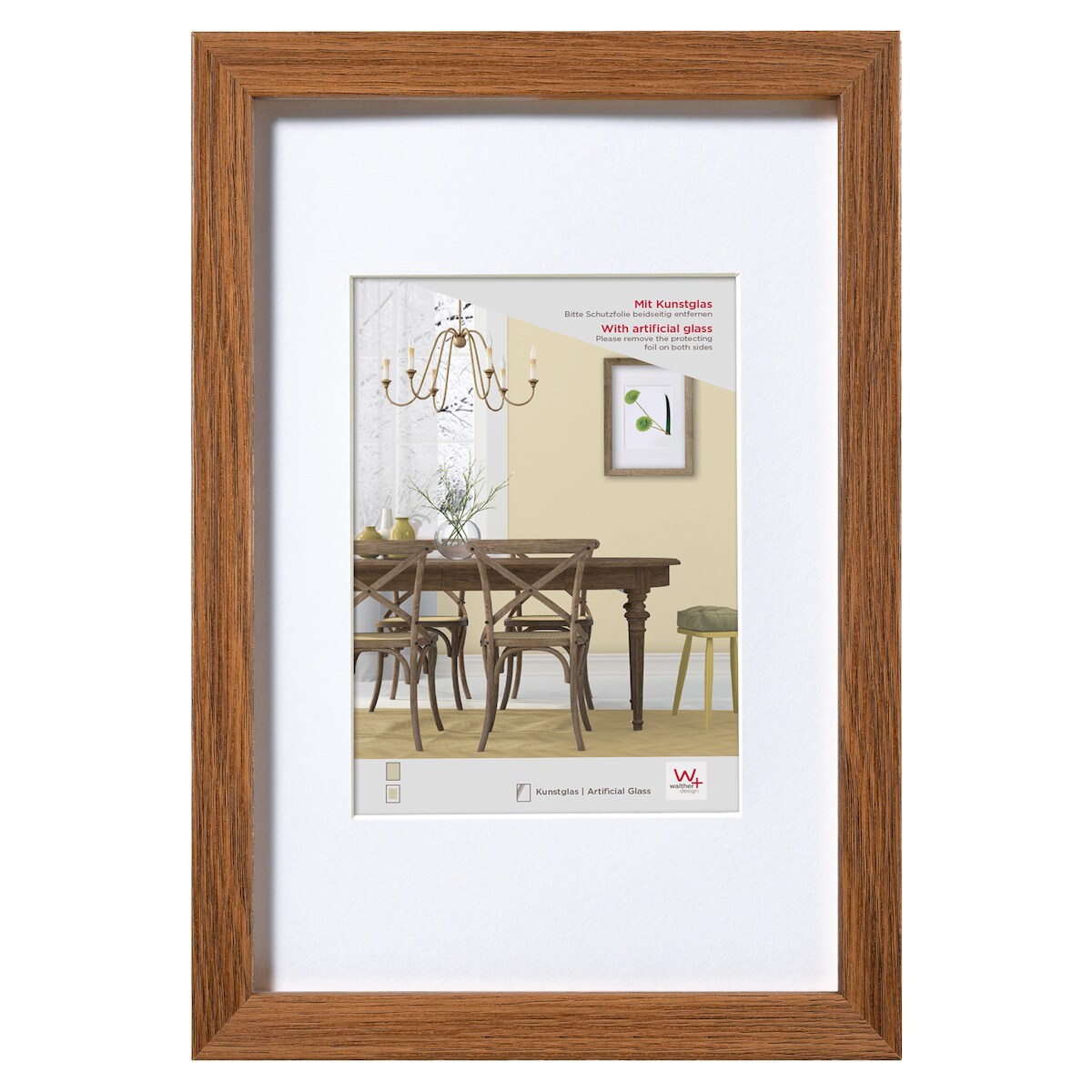 walther + design Fiorito Holz Bilderrahmen Kunstglas, 40x60 cm, eiche dunkel Image