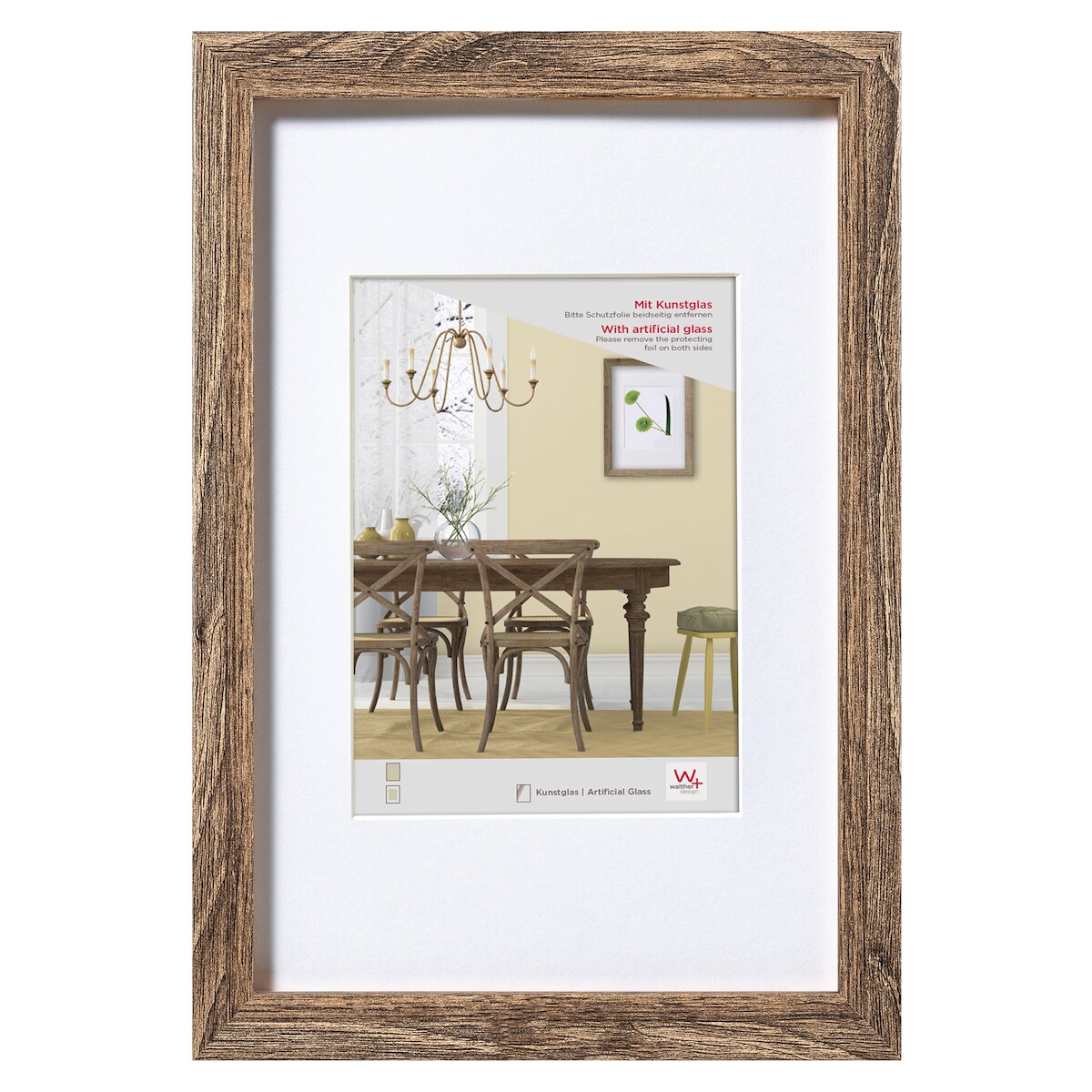 walther + design Fiorito Holz Bilderrahmen Kunstglas, 50x70 cm, nussbaum Image