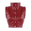Women's Whisper - Red High Neck Vest Top, Vegan Leather Small Kargede
