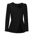 Women's Black Liz Seasonless Extra Fine Merino Wool Peplum Jacket Extra Small Seragyi