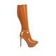 Women's Brown Chatton Tan Patent Stiletto High Heeled Calf Boots 6 Uk Rag & Co.