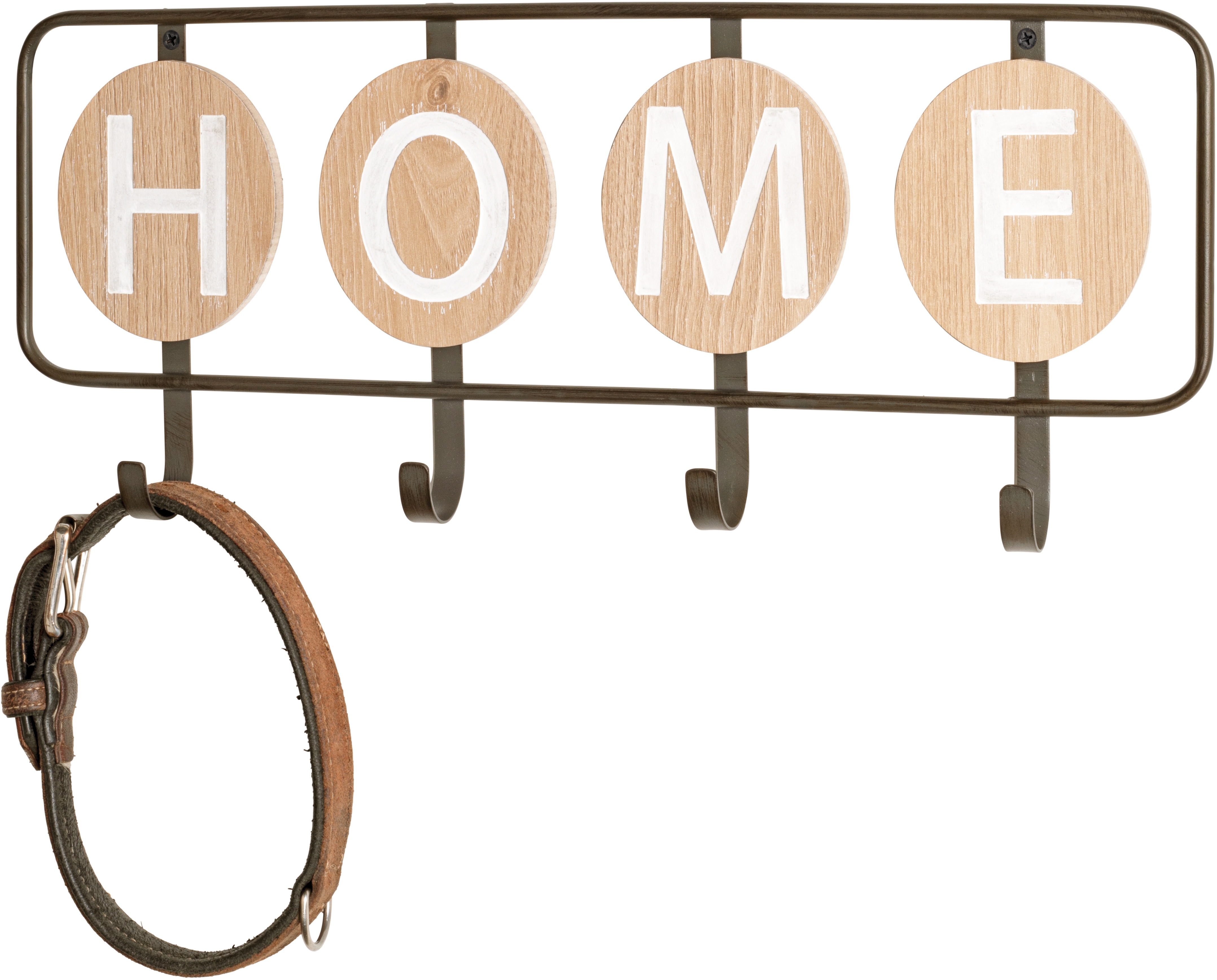 Garderobenhalter HAKU, schwarz (schwarz, eiche), B:50cm H:22cm T:5cm, MDF, Metall, Garderobenhalter