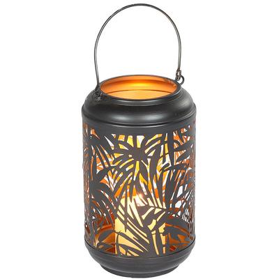Kerzenlaterne AMBIENTE HAUS "Laterne Palmdesign Metall - (H) 36 cm", gold (schwarz, goldfarben), B:16cm H:36cm T:16cm, Eisen, Kerzenhalter Image