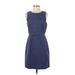 J.Crew Cocktail Dress - Sheath Crew Neck Sleeveless: Blue Dresses - Women's Size 4