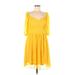 Shein Casual Dress - Mini: Yellow Solid Dresses - Women's Size Large