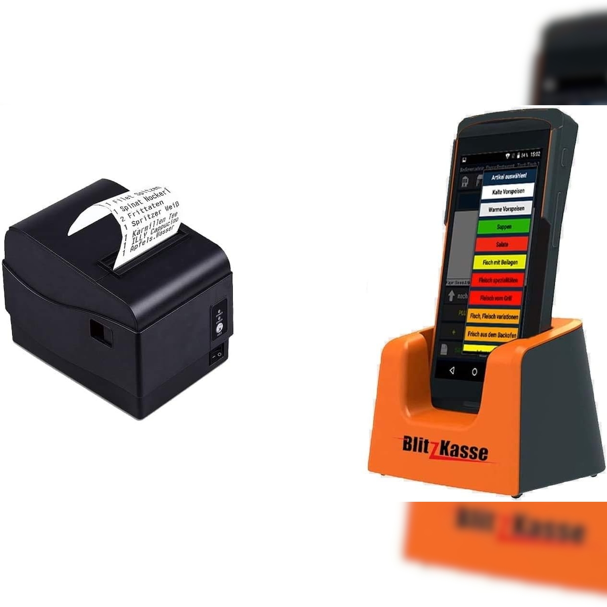 „Handy MINI-Kasse für Gastronomie: 5″“ Kassenterminal SM, Bondrucker“