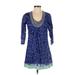 Boden Casual Dress - A-Line Scoop Neck 3/4 sleeves: Blue Dresses - Women's Size 4