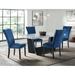 Picket House Furnishings Dillon Standard Height White 5PC Dining Set-Table & Four Velvet Chairs In Blue Wood in Brown/White | Wayfair