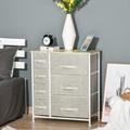 Ebern Designs Donella 7 - Drawer 25" W Double Dresser Wood/Metal in Brown/Gray/White | 28 H x 25 W x 11.75 D in | Wayfair