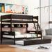 Twin over Full Wood Bunk Bed with Storage Shelves and Twin Size Trundle