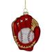 4" Red Baseball Mitt with Ball Glass Christmas Ornament