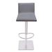 Armen Living Crystal Barstool in Brushed Steel finish with Grey Fabric upholstery and Walnut Back