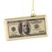 4.5" Gold 100 Dollar Bill Glass Christmas Ornament