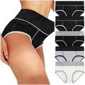 Rbaofujie Women s Underwear Cotton High Waisted Underwear Full Coverage Panties Ladies Briefs Soft Breathable Plus SizeMulticolor L Period Underwear for Teens
