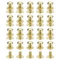 6mm Ball Head Stud Rivets Screw Back 20Pack Round Head Button Nipple Rivet Light Golden