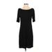 Piazza Sempione Casual Dress - Sheath Boatneck 3/4 sleeves: Black Print Dresses - Women's Size 40