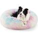 Nisrada Calming Donut Dog Bed Anti-Anxiety Self Warming Cozy Soft Plush Round Pet Bed Ideal for Both Home & Travel 30 L x 30 W x 8 H