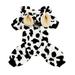 Duixinghas Cute Pet Jumpsuit with Ear Hat Pet Jumpsuit Cow Leopard Pattern Dog Overall with Plush Ear Hat Winter Warm Pet Clothing Pet Jumpsuit with Plush Ear