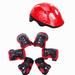 7 pcs Children Elbow Wrist Knee Pads Helmet Children Sports Safety Protective Gear Skateboard Skate Accessories (Red)