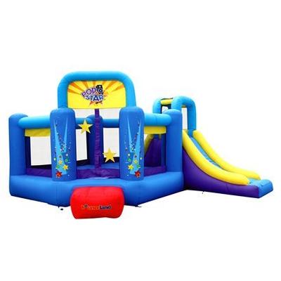 Inflatable Impressions Bounceland Pop Star Bounce House With Slide - Red/ Purple