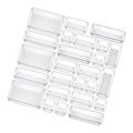 Transparent Desk Drawer Organizer with Non Slip Silicone Pads Divider Container Storage Bins Drawer Organizers Set for Bathroom Office Set of 25