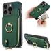 ELEHOLD for iPhone 14 Pro Zipper Wallet Case with Back Card Holders Metal Ring Holder Kickstand Function Leather Shockproof Card Wallet Case for Women Men green