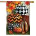 Patterned Pumpkins Autumn House Flag Fall Leaves 28 x 40